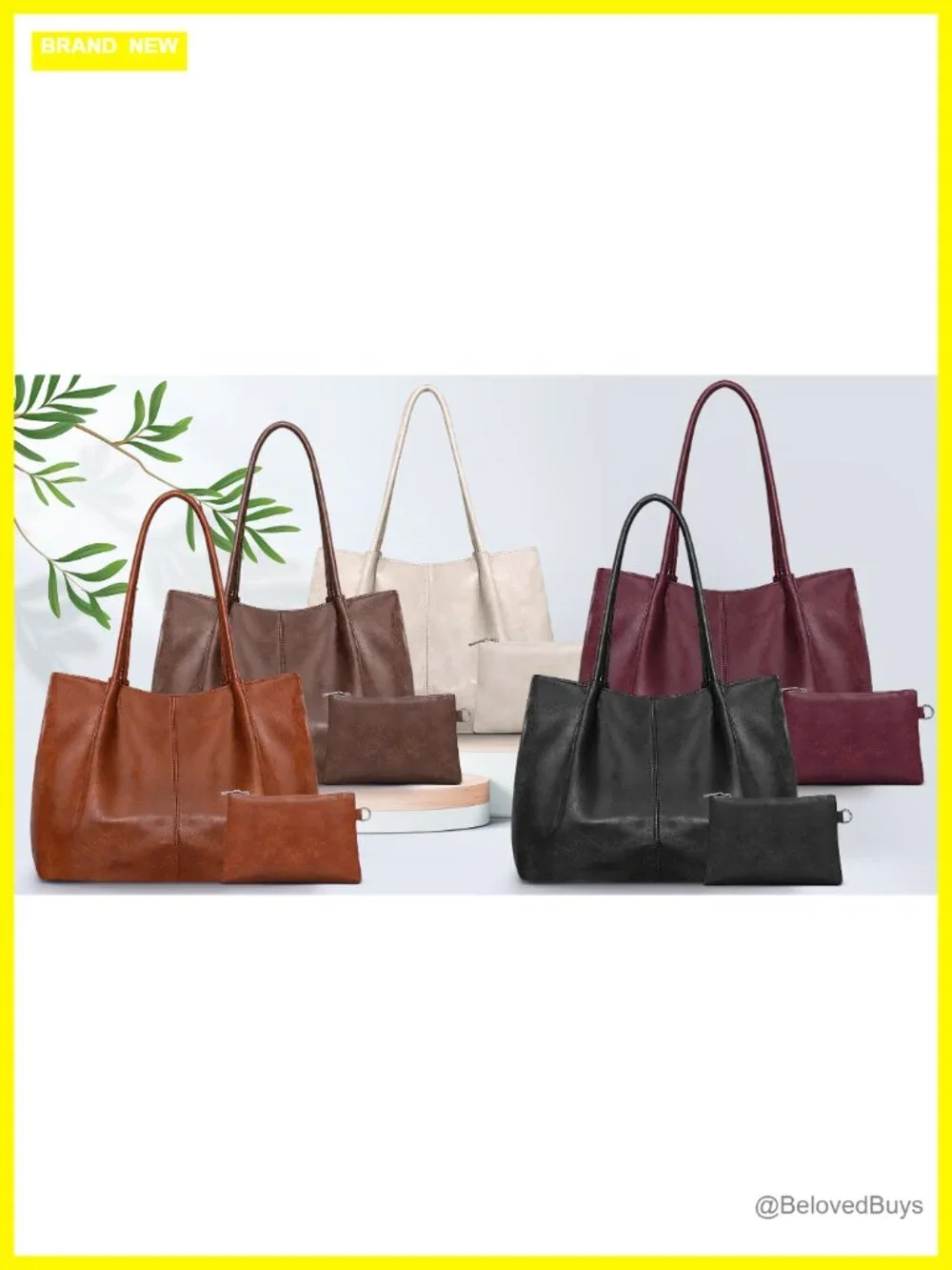 Large Vegan Leather Tote Bag for Women Work Shoulder Travel